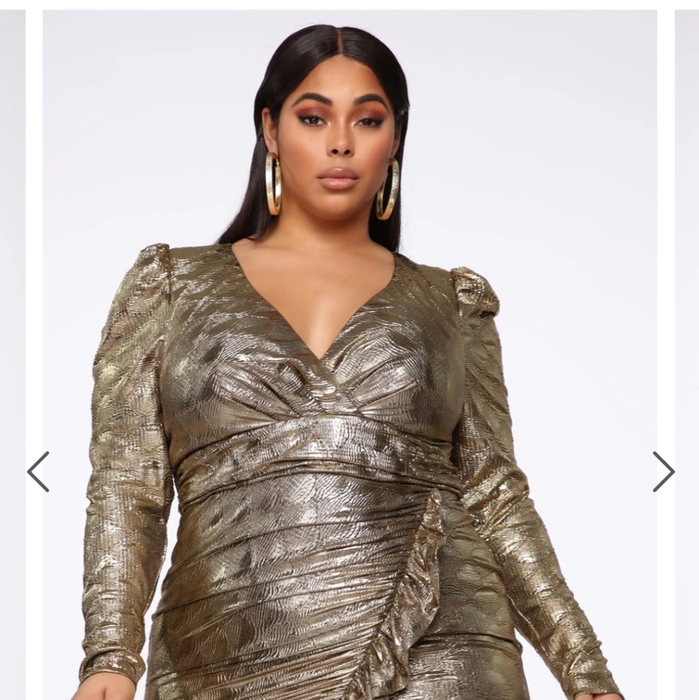 Oh So Fancy Metallic Mini Dress - Gold